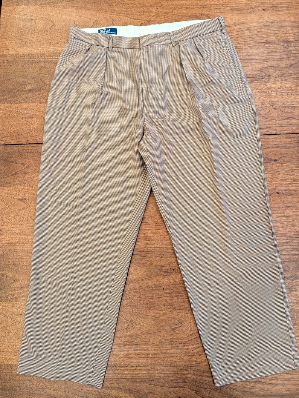 Vintage Polo Ralph Lauren Pleated Houndstooth Trousers 40/32 – 100% Cotton